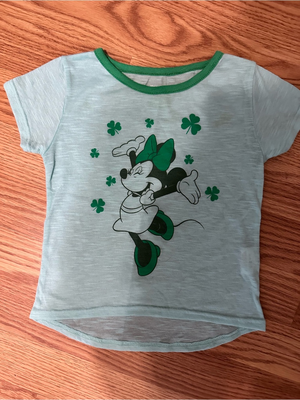 Disney Light Aqua Minnie Mouse Tee with Green Accents